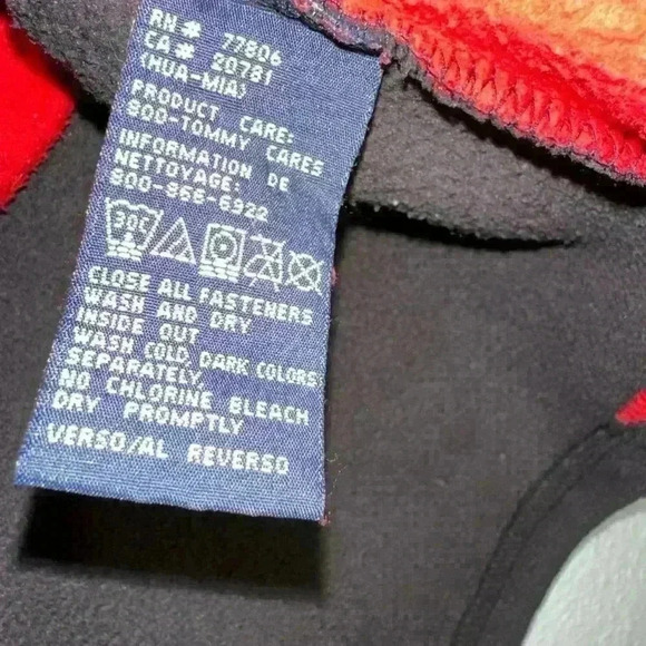 Vintage Tommy Hilfiger Fleece Zip Vest Black & Red Jacket / Size Medium - Picture 8 of 14